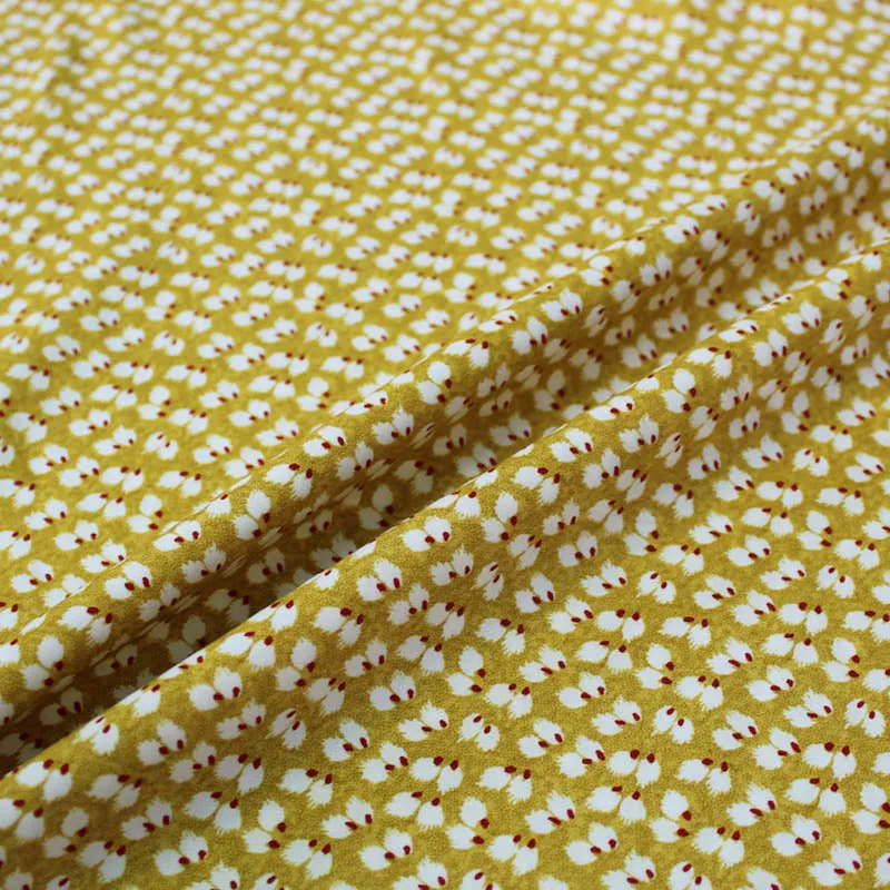 160CM REMNANT Printed Spun Viscose Petra in Mustard Yellow