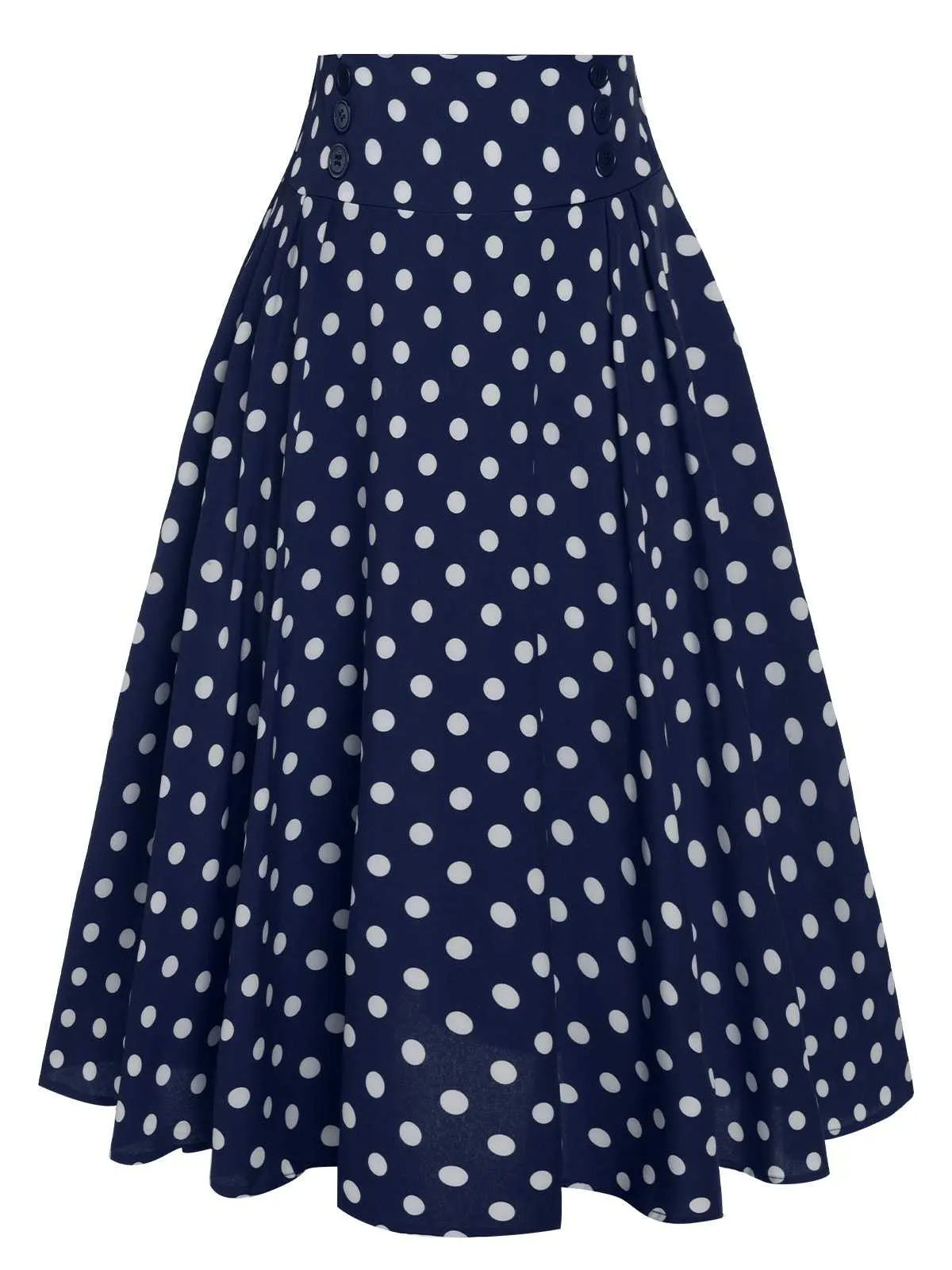 1930s High Waist Contrast Polka Dots Skirt