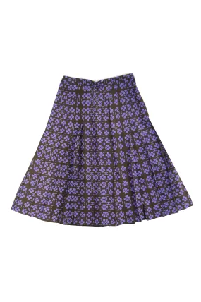 2001 NWT Chanel Purple and Brown Mark Lucky Clover Pleated Skirt