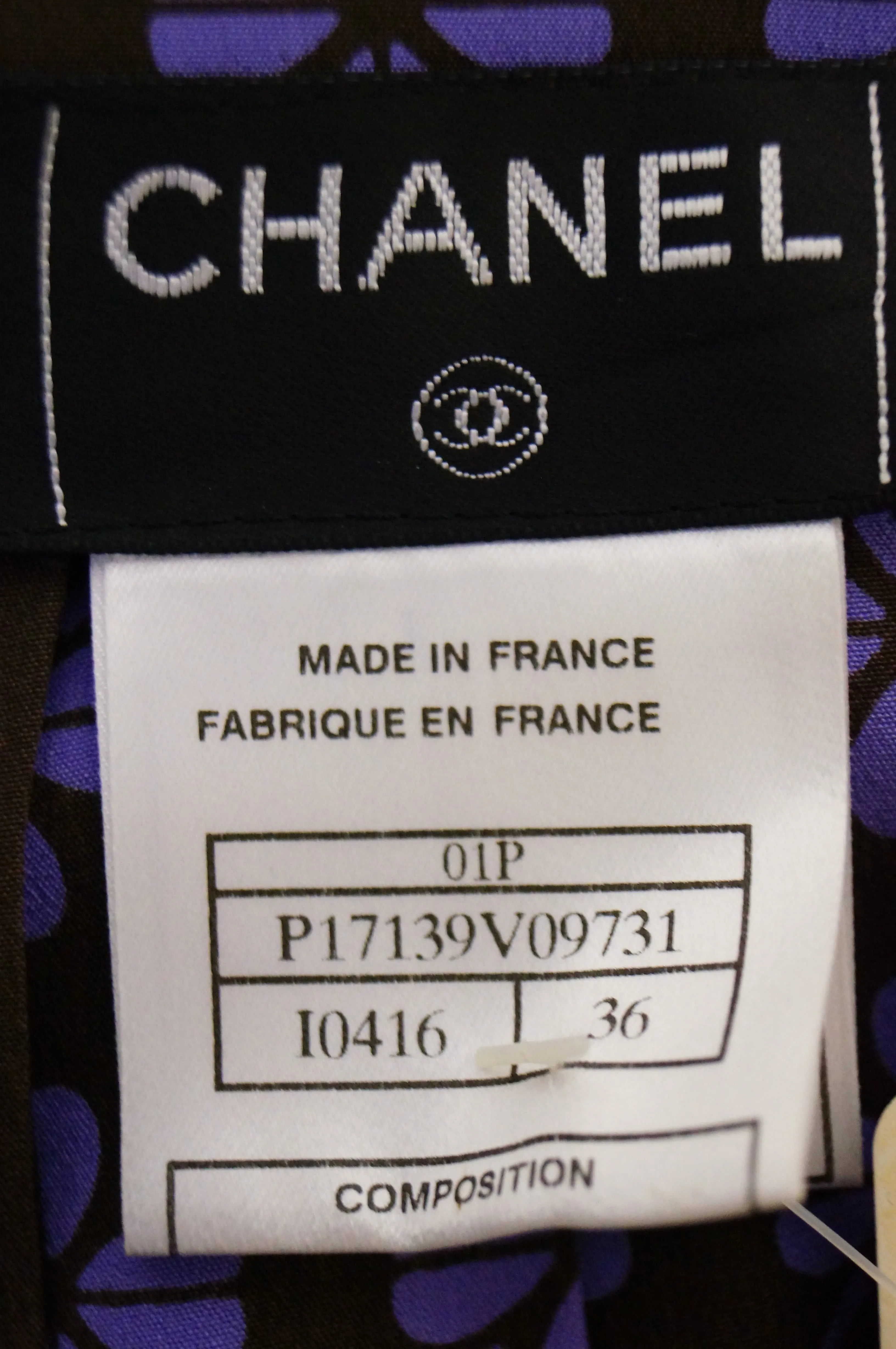 2001 NWT Chanel Purple and Brown Mark Lucky Clover Pleated Skirt