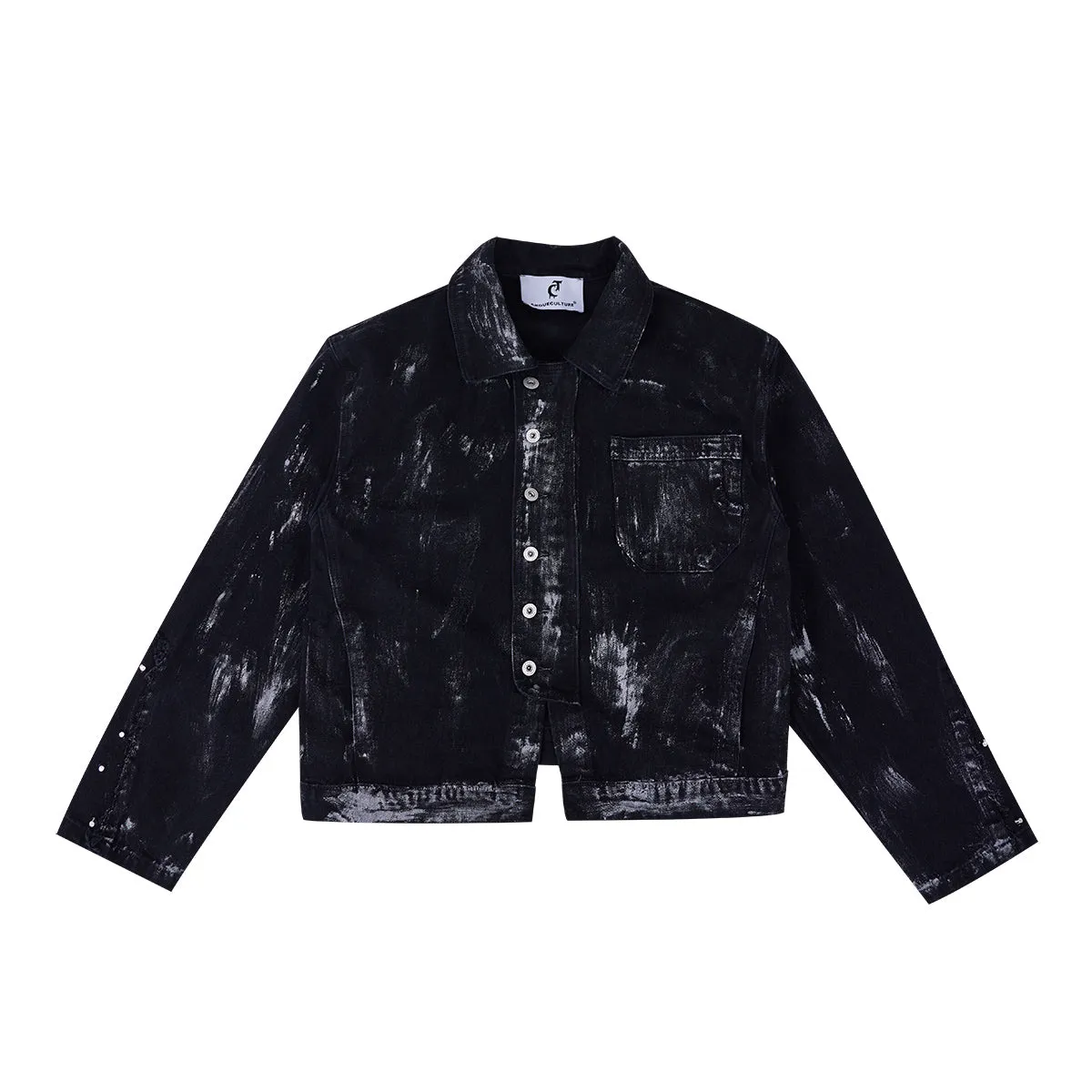 【24s March.】Metal Rivet Design Graffiti Denim Jacket   Jeans