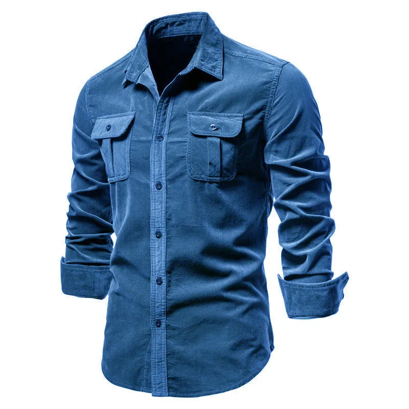 4FunGift® Mens Casual Jacket Long Sleeve Corduroy Plus Size Shirt Cotton Blouse