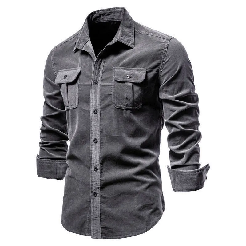 4FunGift® Mens Casual Jacket Long Sleeve Corduroy Plus Size Shirt Cotton Blouse