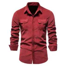 4FunGift® Mens Casual Jacket Long Sleeve Corduroy Plus Size Shirt Cotton Blouse