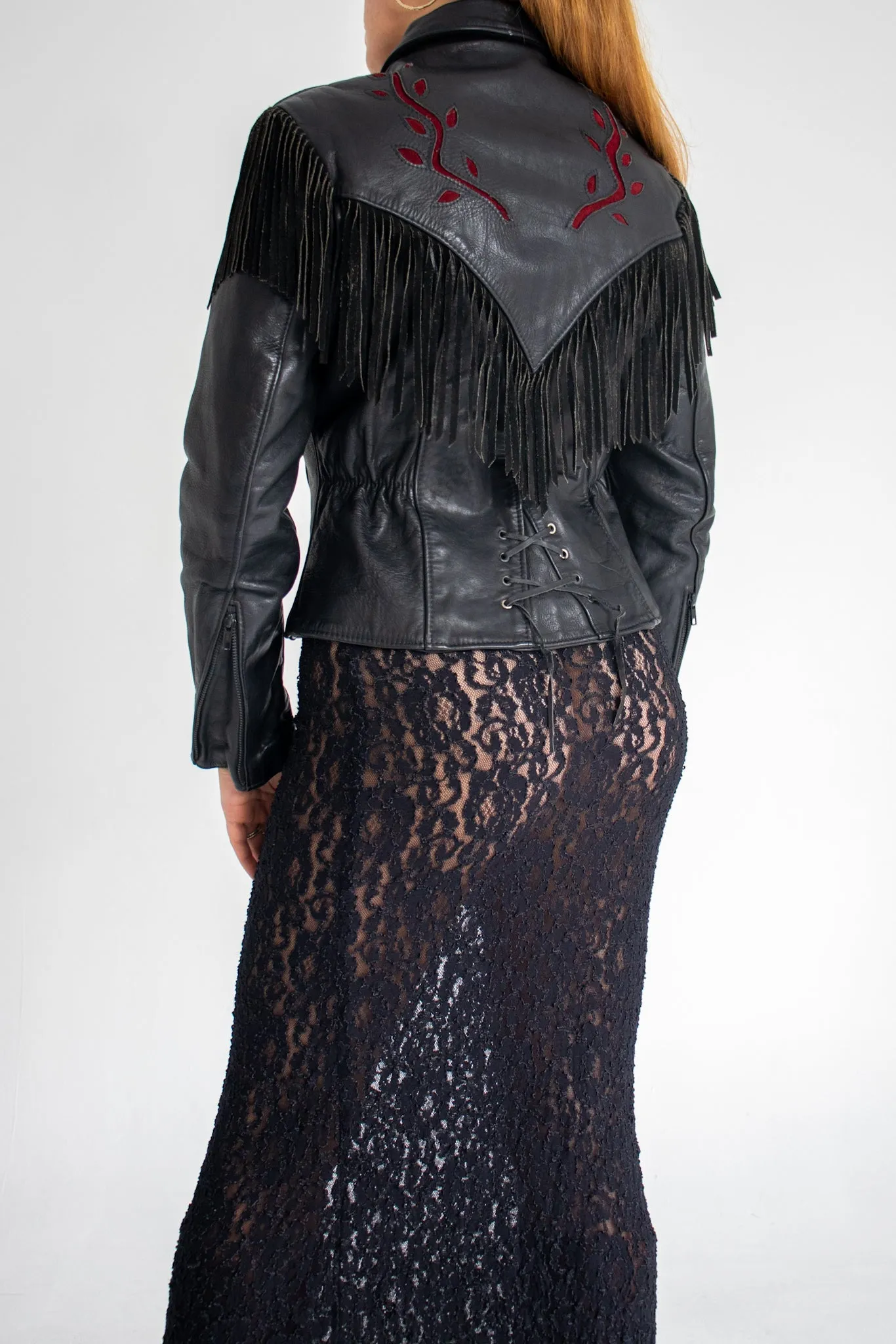 90s Leather Fringe Jacket