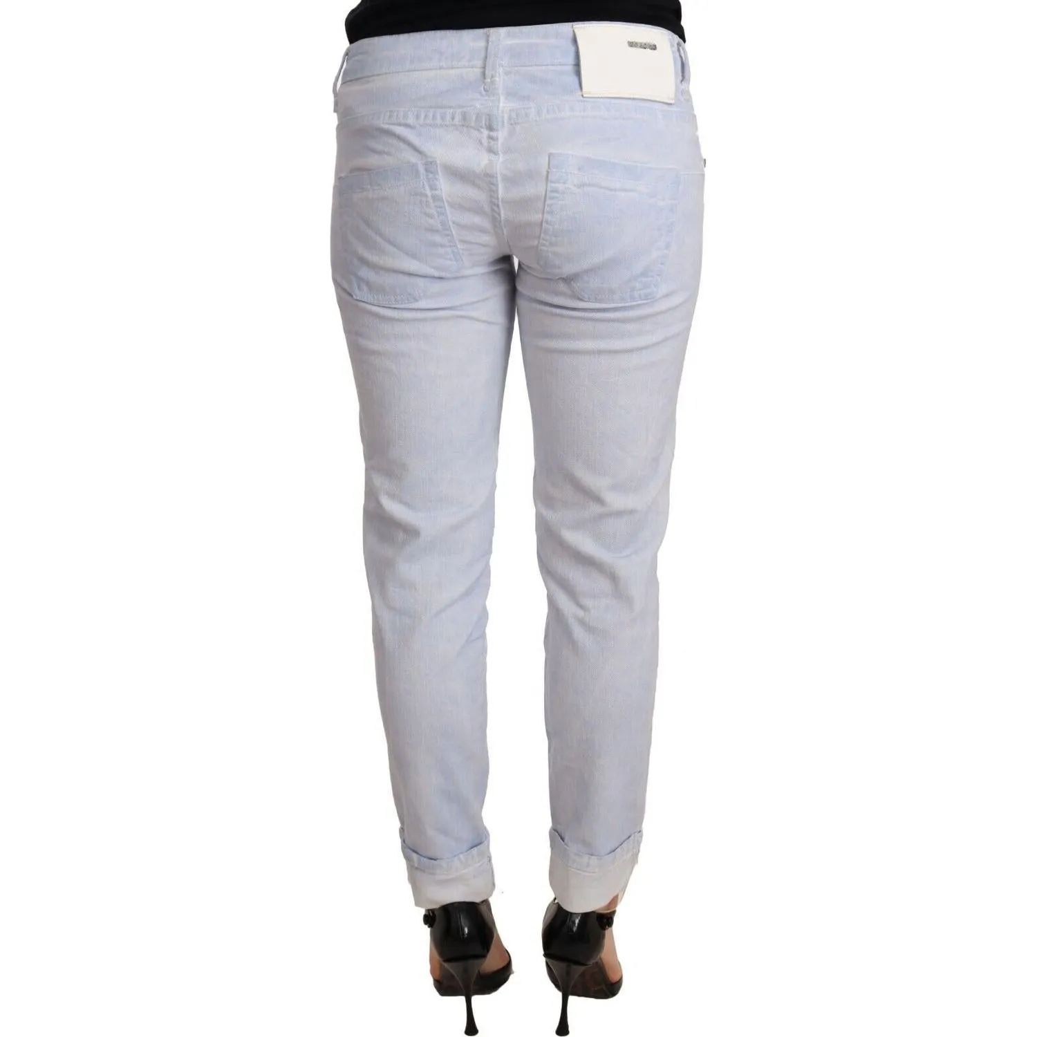 Acht Light Blue Cotton Push Up Denim Jeans