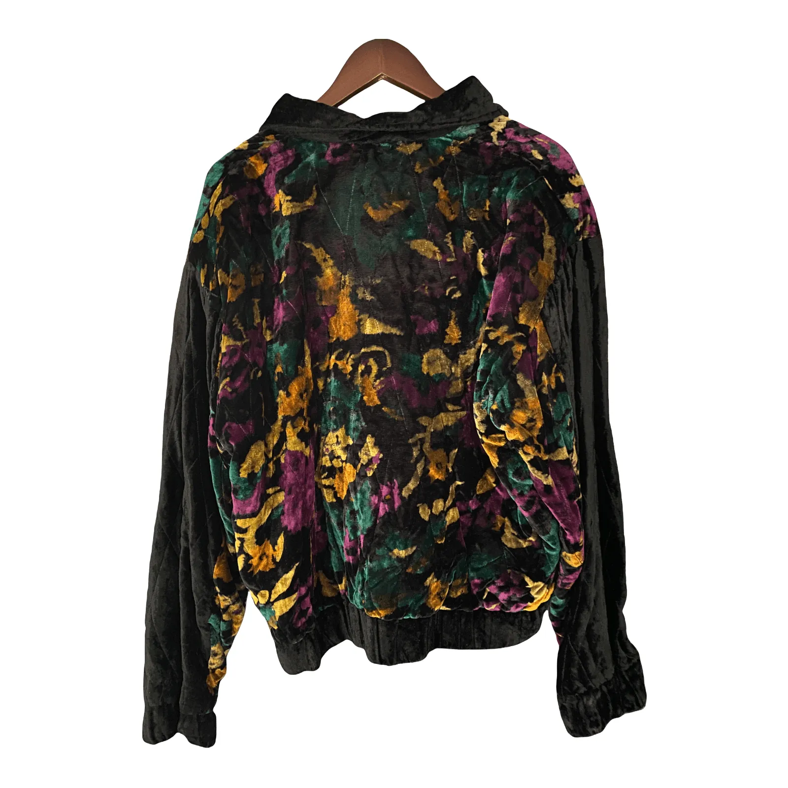 Adonis 1980's Velvet Multi Coloured Bomber Jacket UK Size M/L