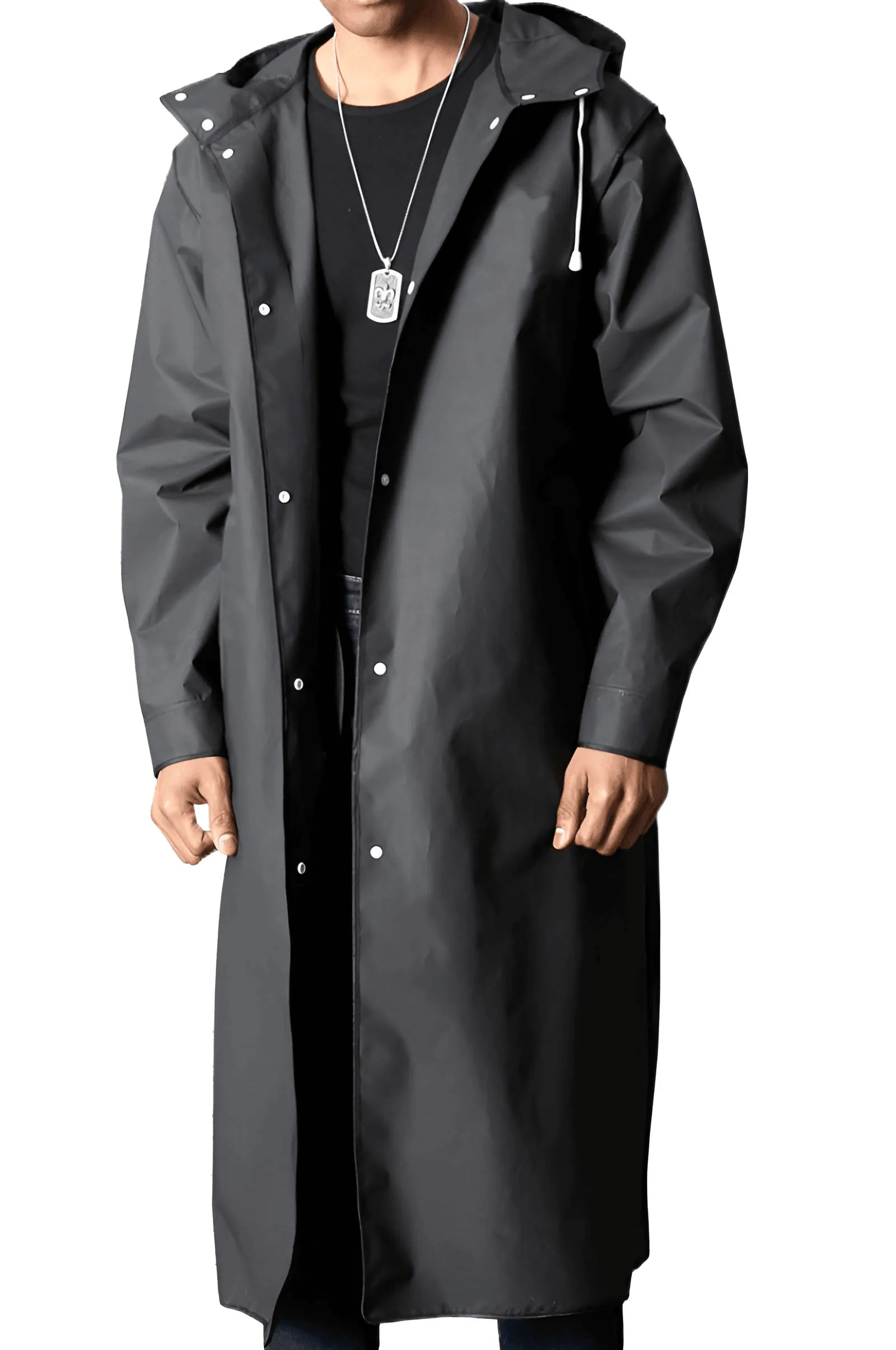 Adult's Black Waterproof Long Raincoat