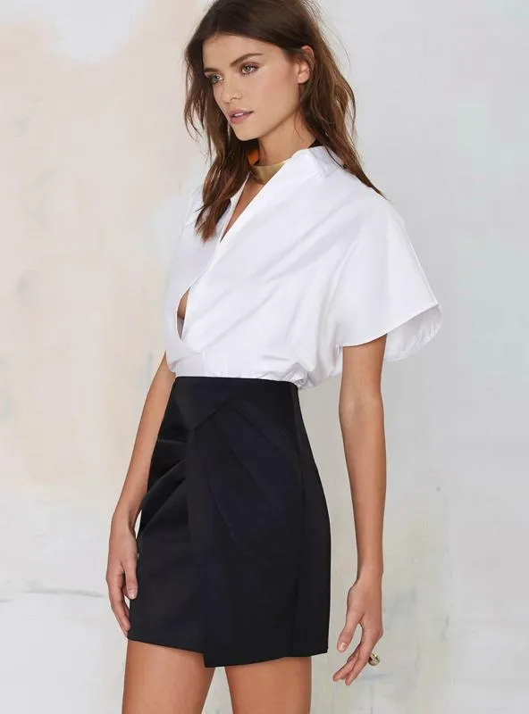 Asymmetric Fashion Bag Hip Skirt Waist Wrinkle