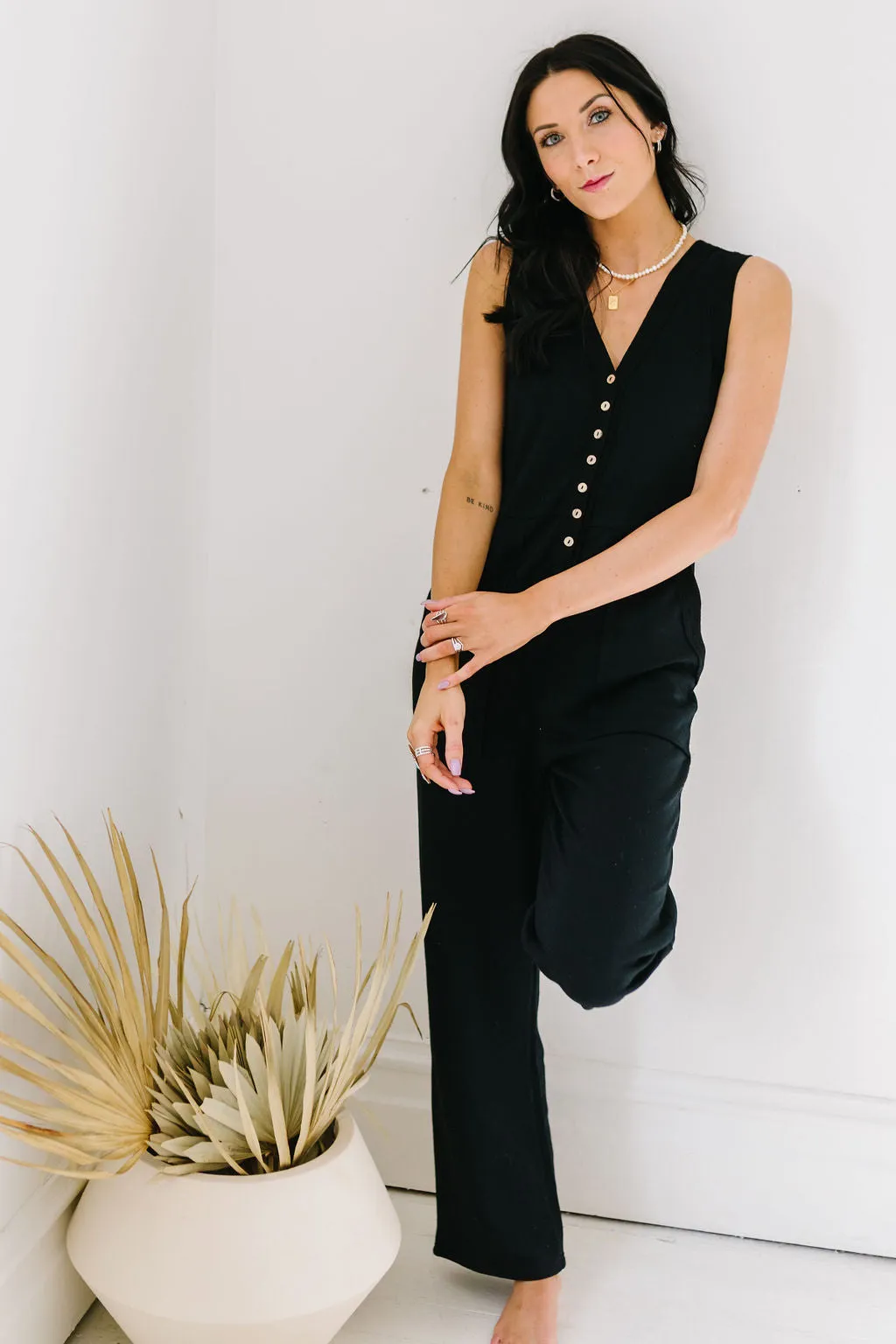 At Ease Button-up Jumpsuit Set