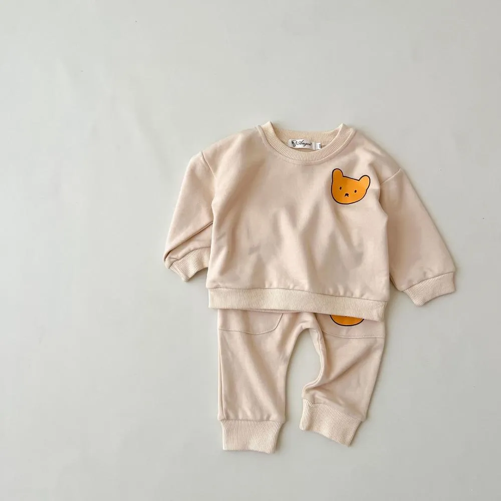 Autumn Baby Cotton Bear Print Sweater   Sweatpants Two-piece Set Wholesale Baby Clothes