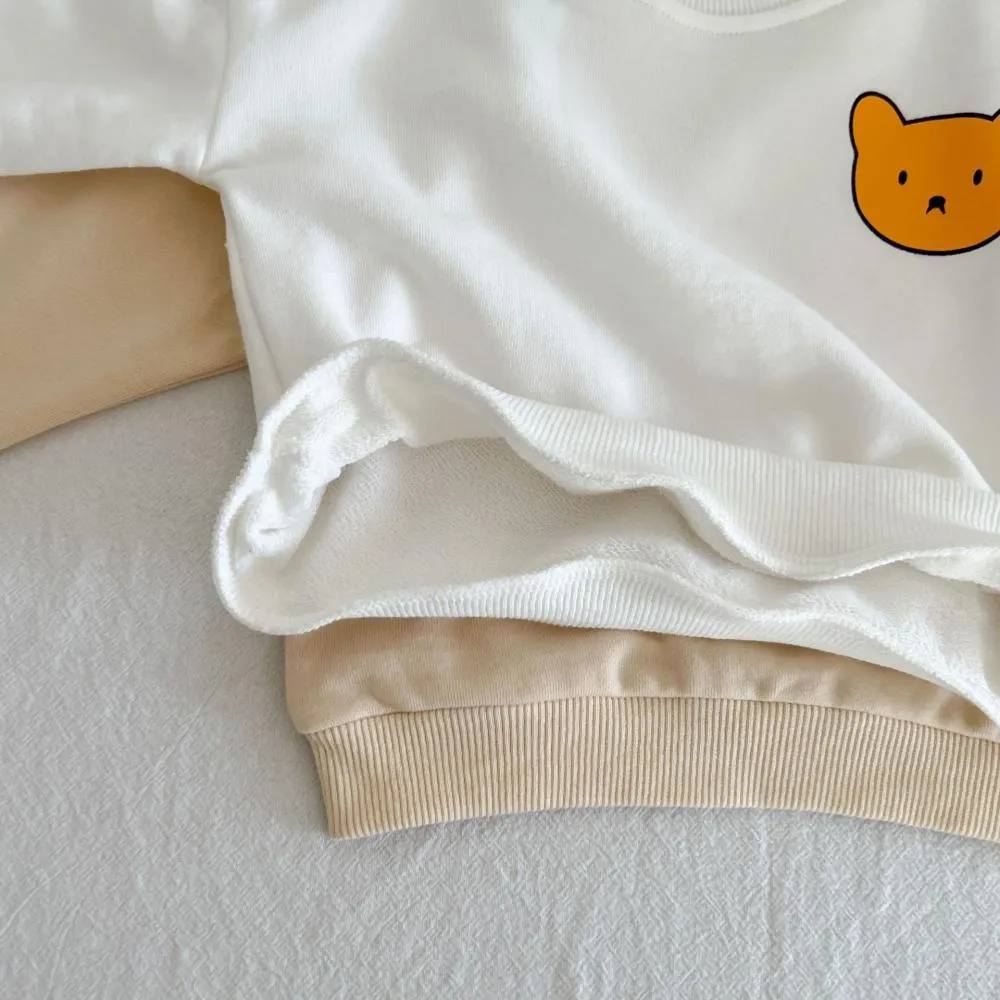 Autumn Baby Cotton Bear Print Sweater   Sweatpants Two-piece Set Wholesale Baby Clothes