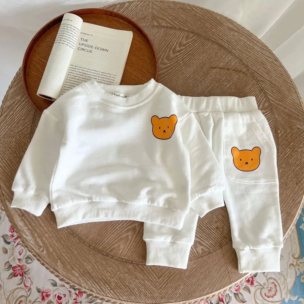 Autumn Baby Cotton Bear Print Sweater   Sweatpants Two-piece Set Wholesale Baby Clothes