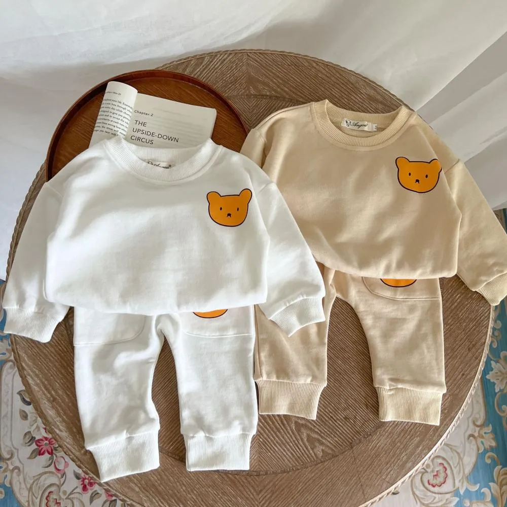 Autumn Baby Cotton Bear Print Sweater   Sweatpants Two-piece Set Wholesale Baby Clothes