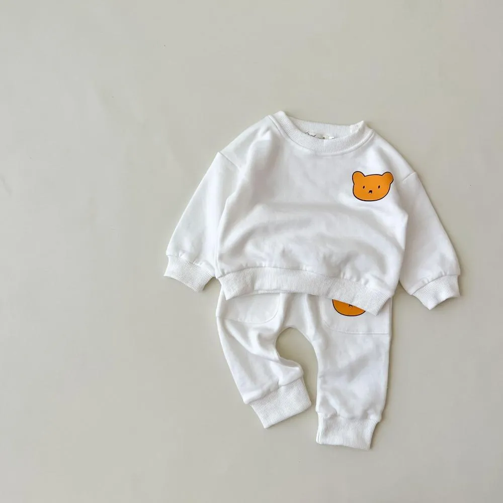 Autumn Baby Cotton Bear Print Sweater   Sweatpants Two-piece Set Wholesale Baby Clothes