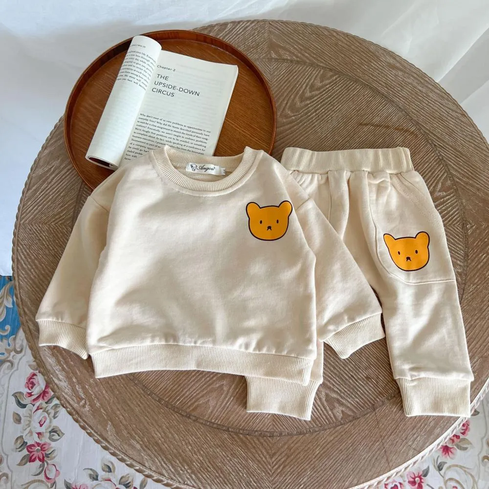 Autumn Baby Cotton Bear Print Sweater   Sweatpants Two-piece Set Wholesale Baby Clothes