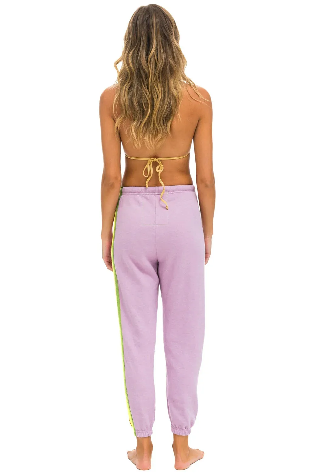 Aviator Nation 5 Stripe Women's Sweatpants Mauve Pink Green