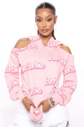 Barbie Logo Cold Shoulder Hoodie - Pink/combo