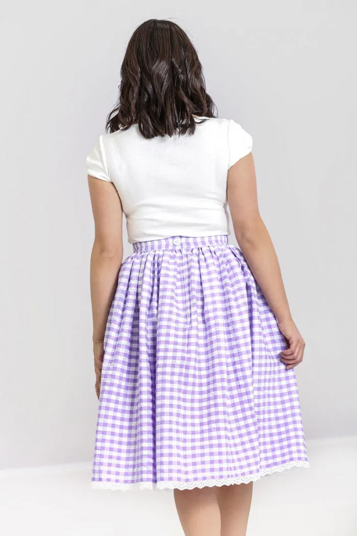 BB Lavender Gingham 50's Swing Skirt