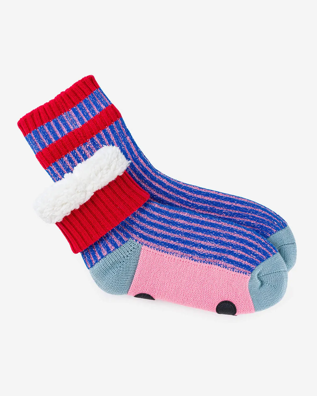 Big Stripe House Sock - Poppy   Lilac