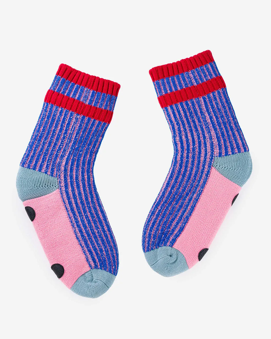 Big Stripe House Sock - Poppy   Lilac