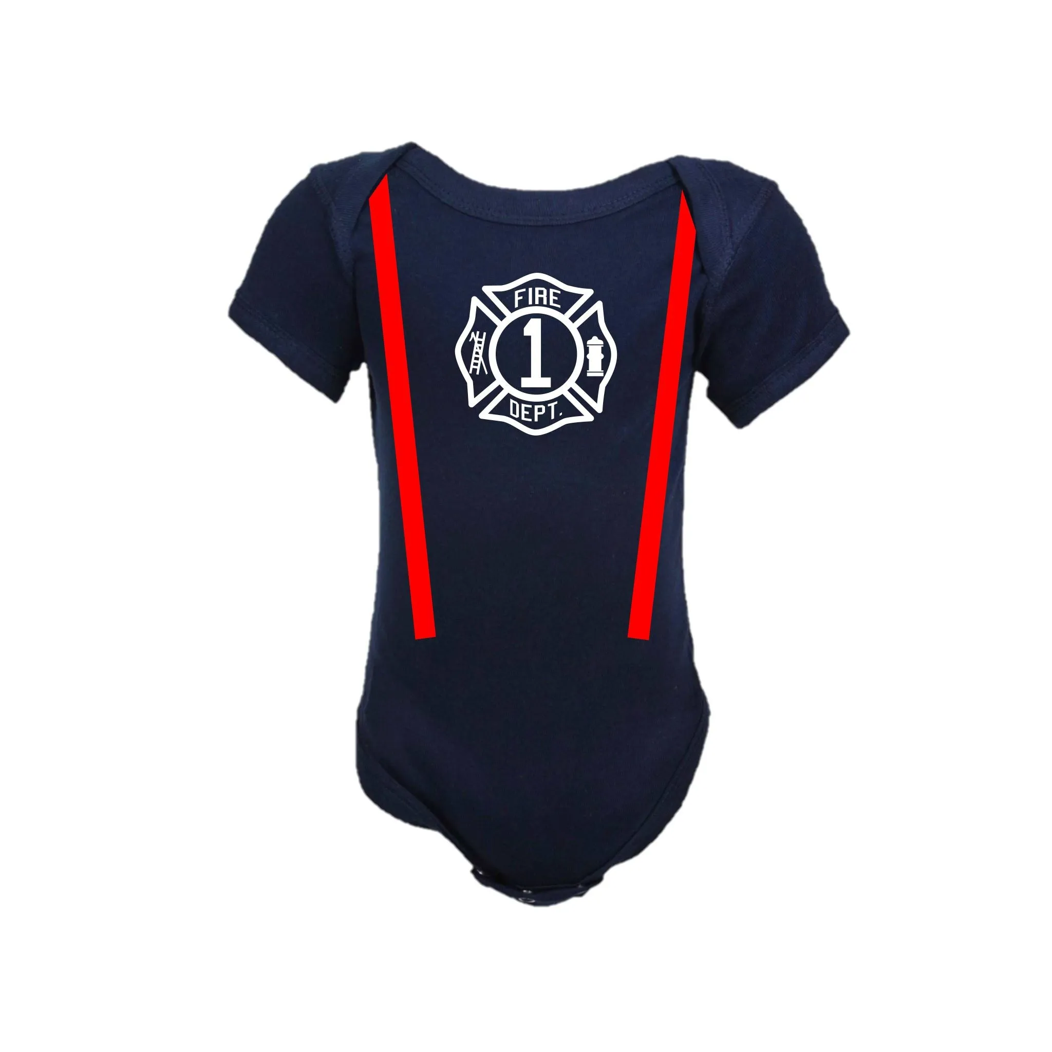 BIRTHDAY Firefighter Personalized BLACK 3PC Baby Outfit