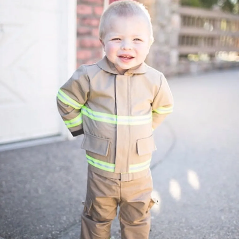 BIRTHDAY Firefighter Personalized BLACK 3PC Baby Outfit