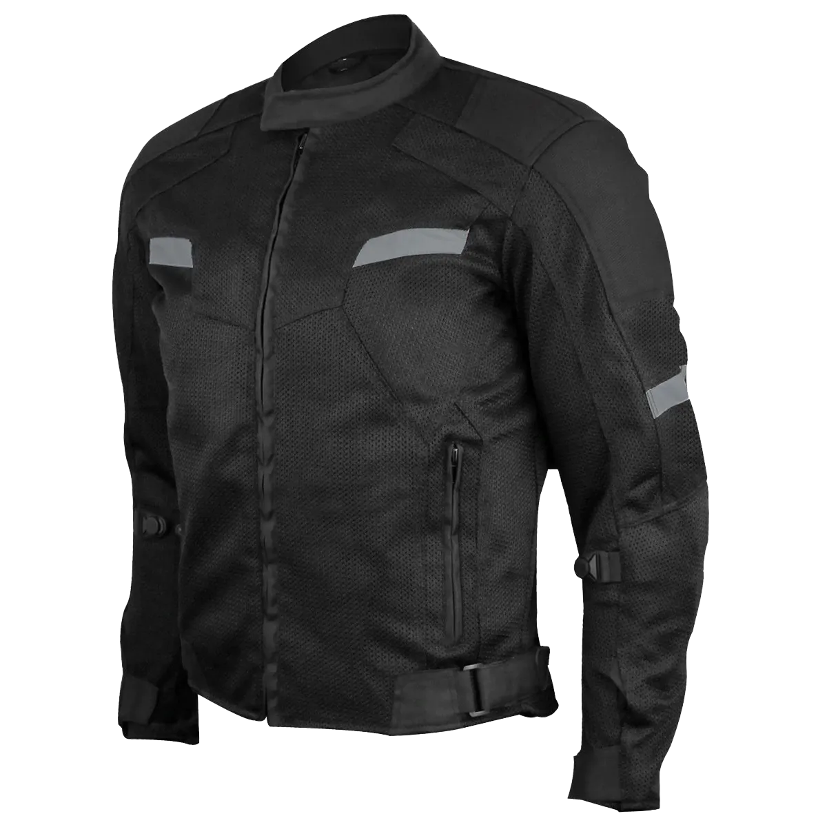 Black Mesh Motorcycle Jacket with Insulated Liner and CE Armor