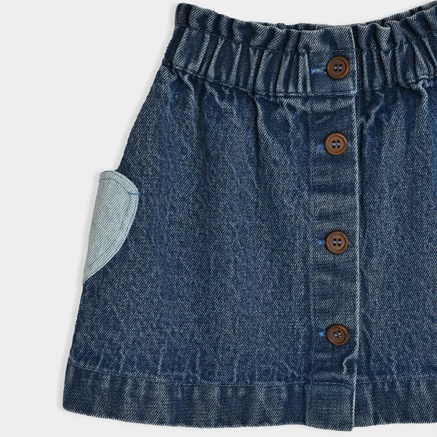 Bloom Denim Woven Blue Skirt