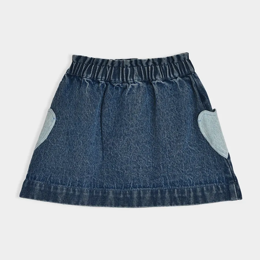 Bloom Denim Woven Blue Skirt