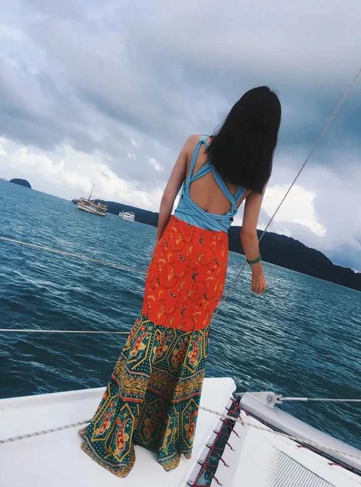 Bohemian Ethnic Wind Beach Vacation Slim Personality Fishtail Dress