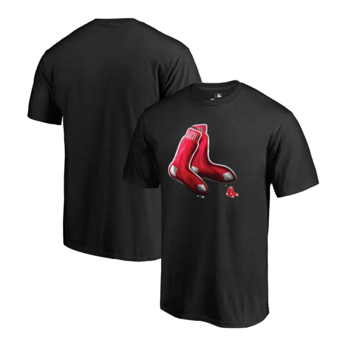 Boston Red Sox Fanatics Black Socks Logo 100% Cotton Short Sleeve T-Shirt