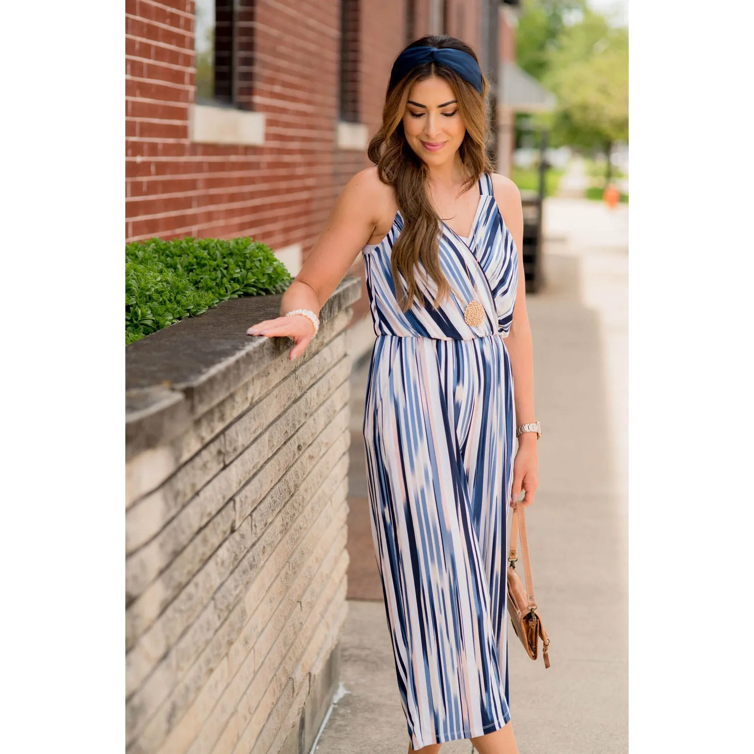 Brush Stroked Wrap Tank Jumpsuit