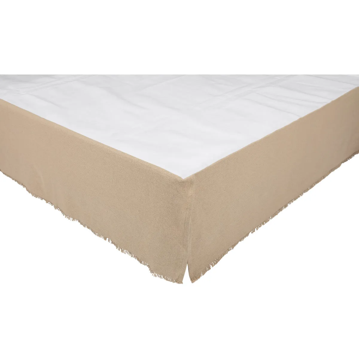 Burlap Vintage Fringed King Bed Skirt 78x80x16