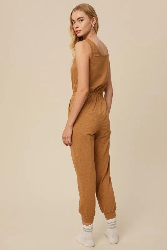 Butter Scotch Textured Jumpsuit And Long Cardigan Knit Sets