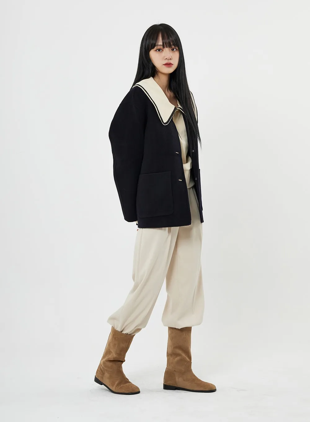 Button Round Neck Coat BN10