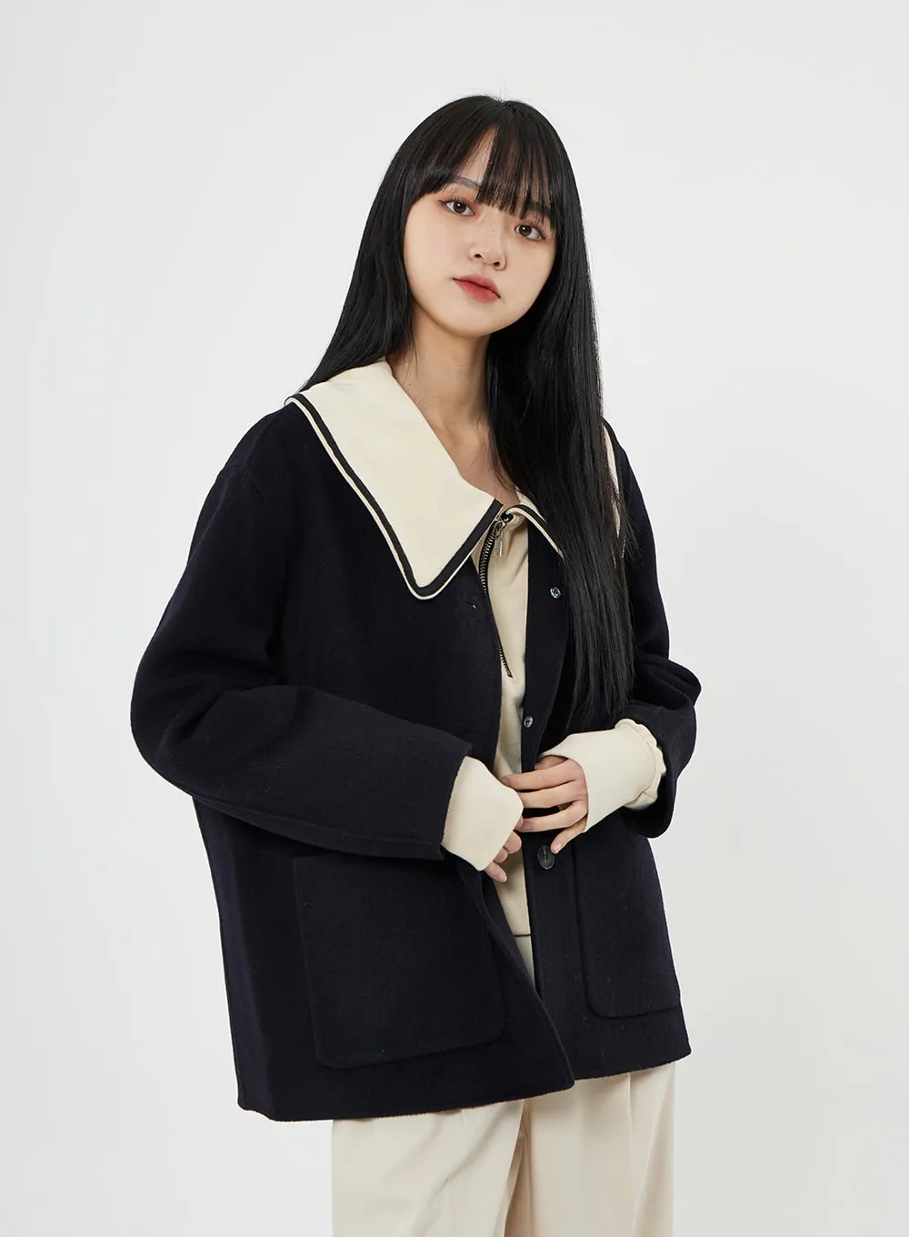 Button Round Neck Coat BN10