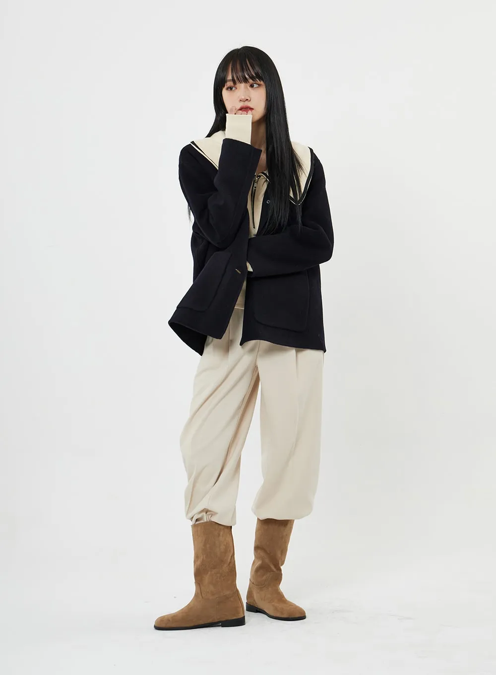 Button Round Neck Coat BN10