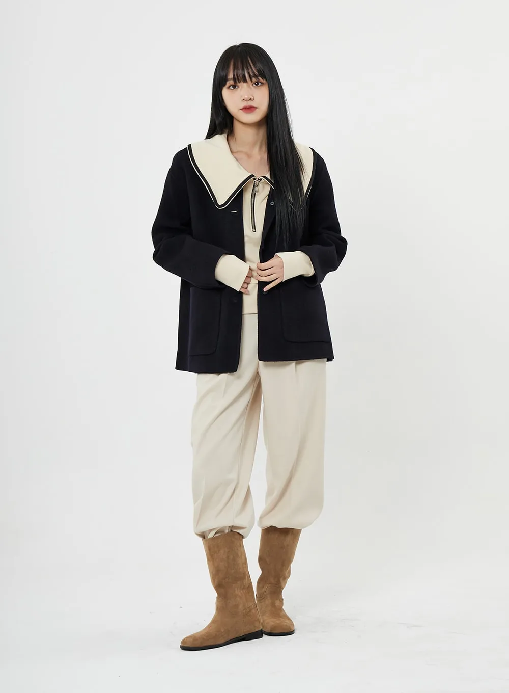 Button Round Neck Coat BN10