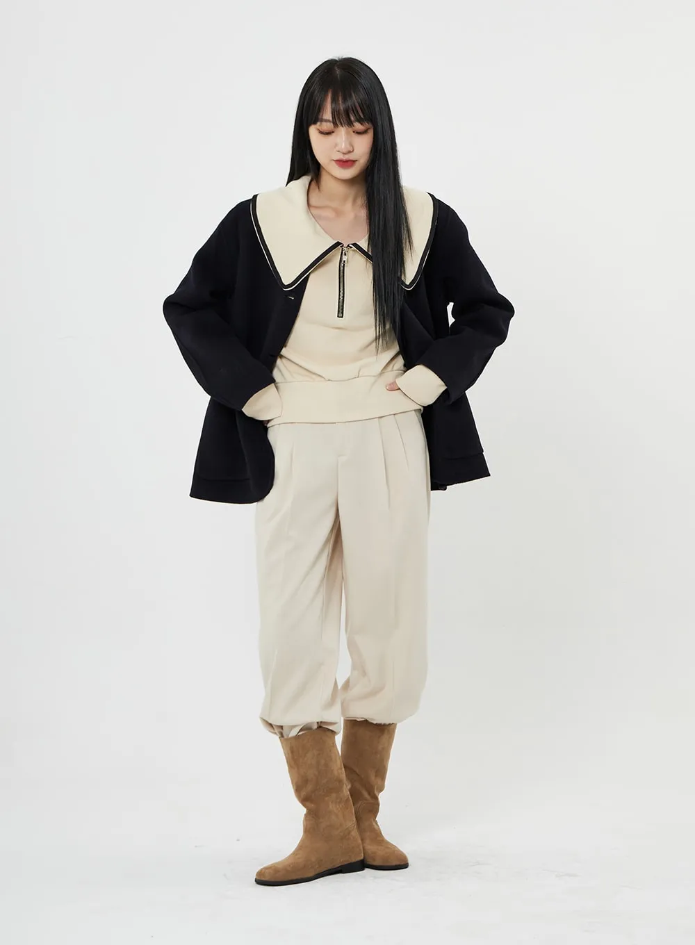 Button Round Neck Coat BN10