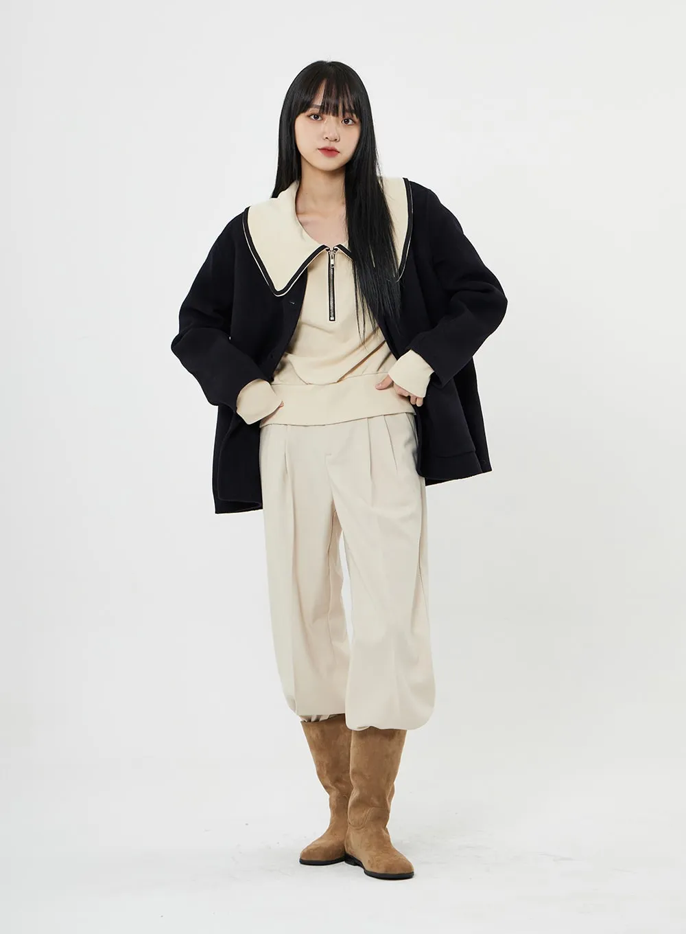 Button Round Neck Coat BN10