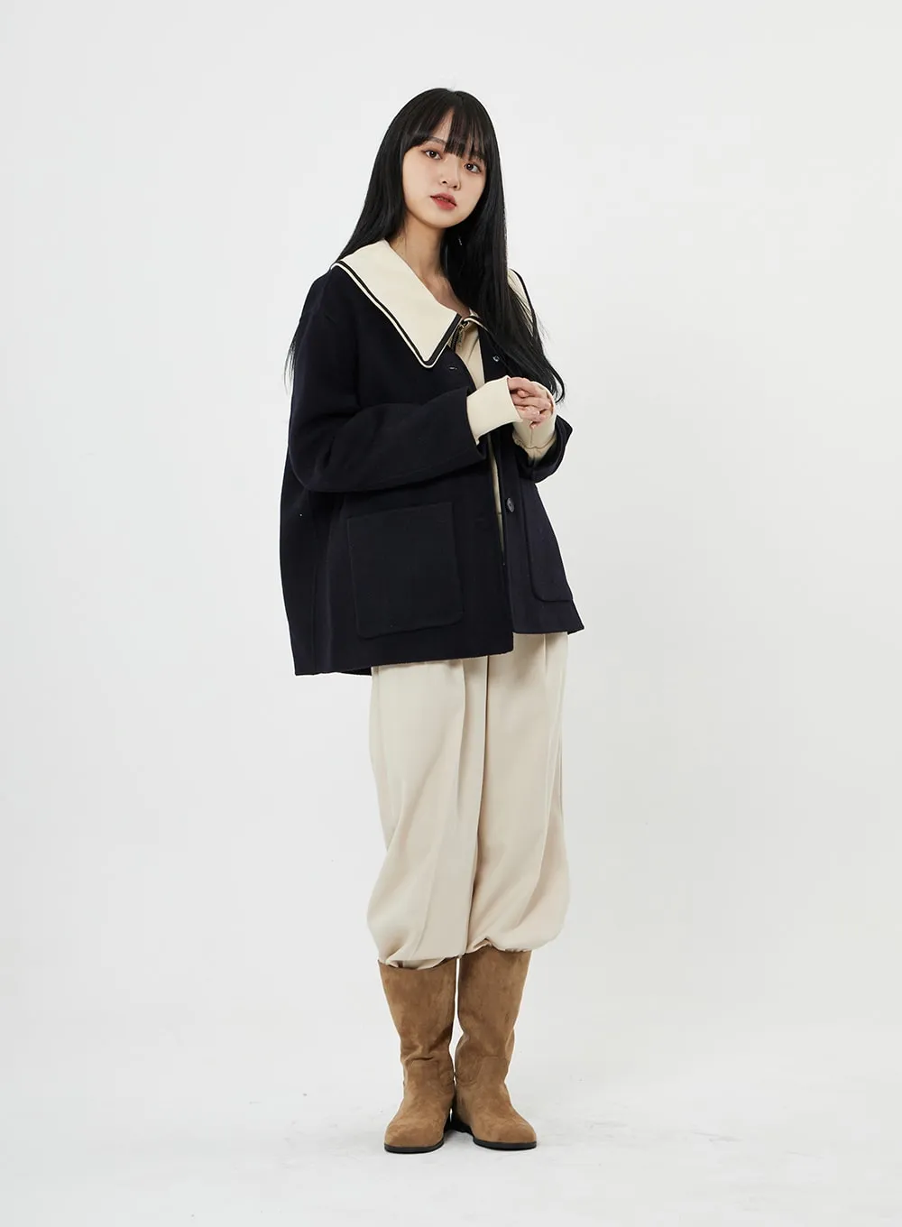 Button Round Neck Coat BN10