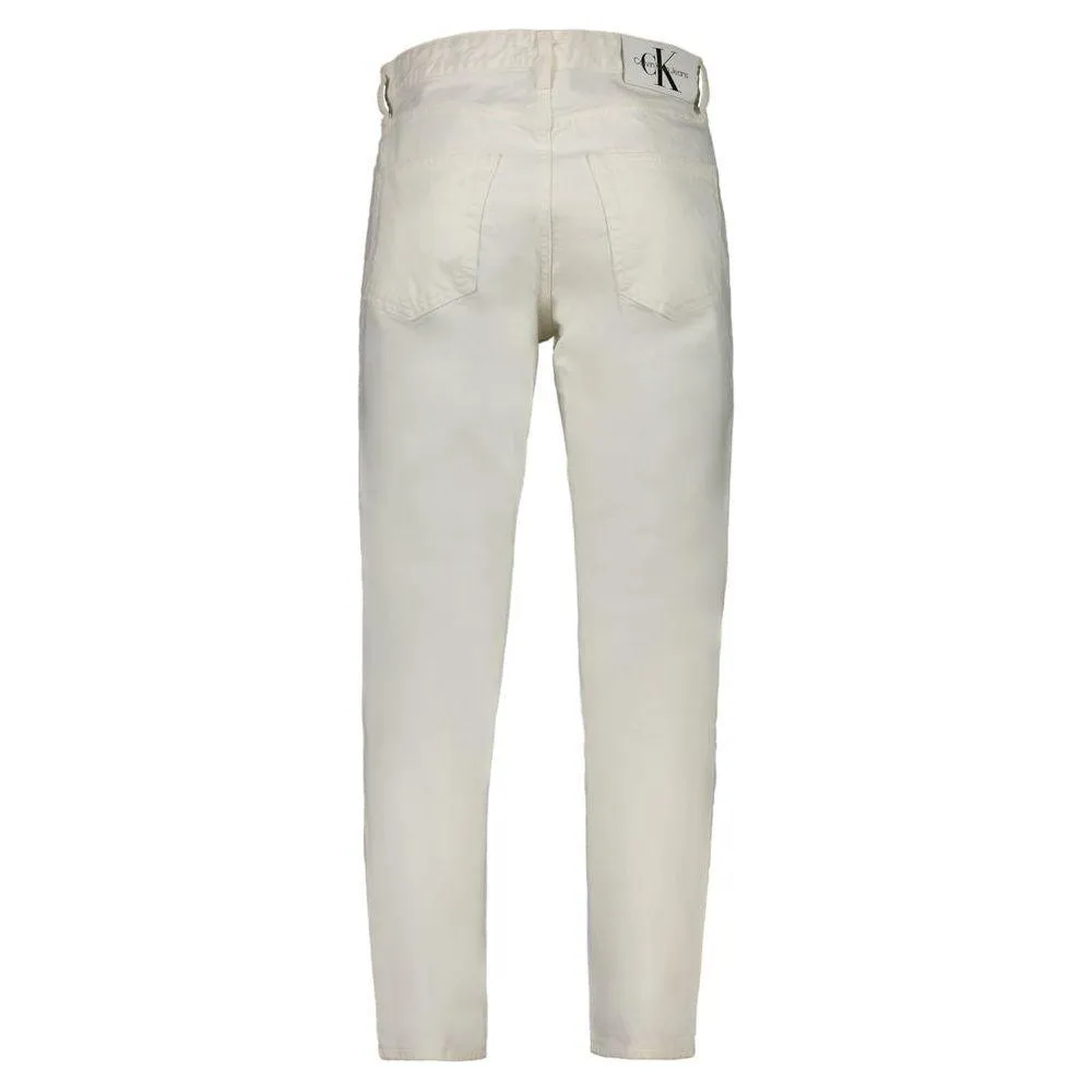 Calvin Klein White Cotton Jeans & Pant