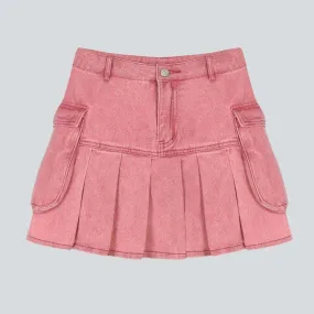 Cargo pink skater denim skirt