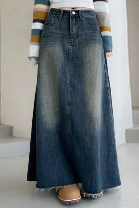 Casual Solid Patchwork High Waist Regular Denim Skirts