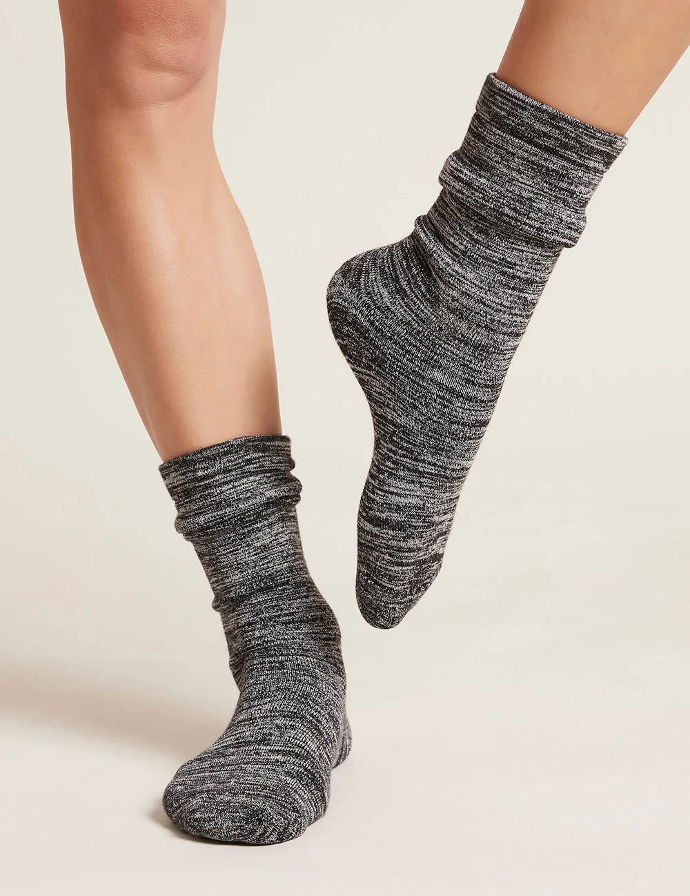 Chunky Bed Socks - Black Marl