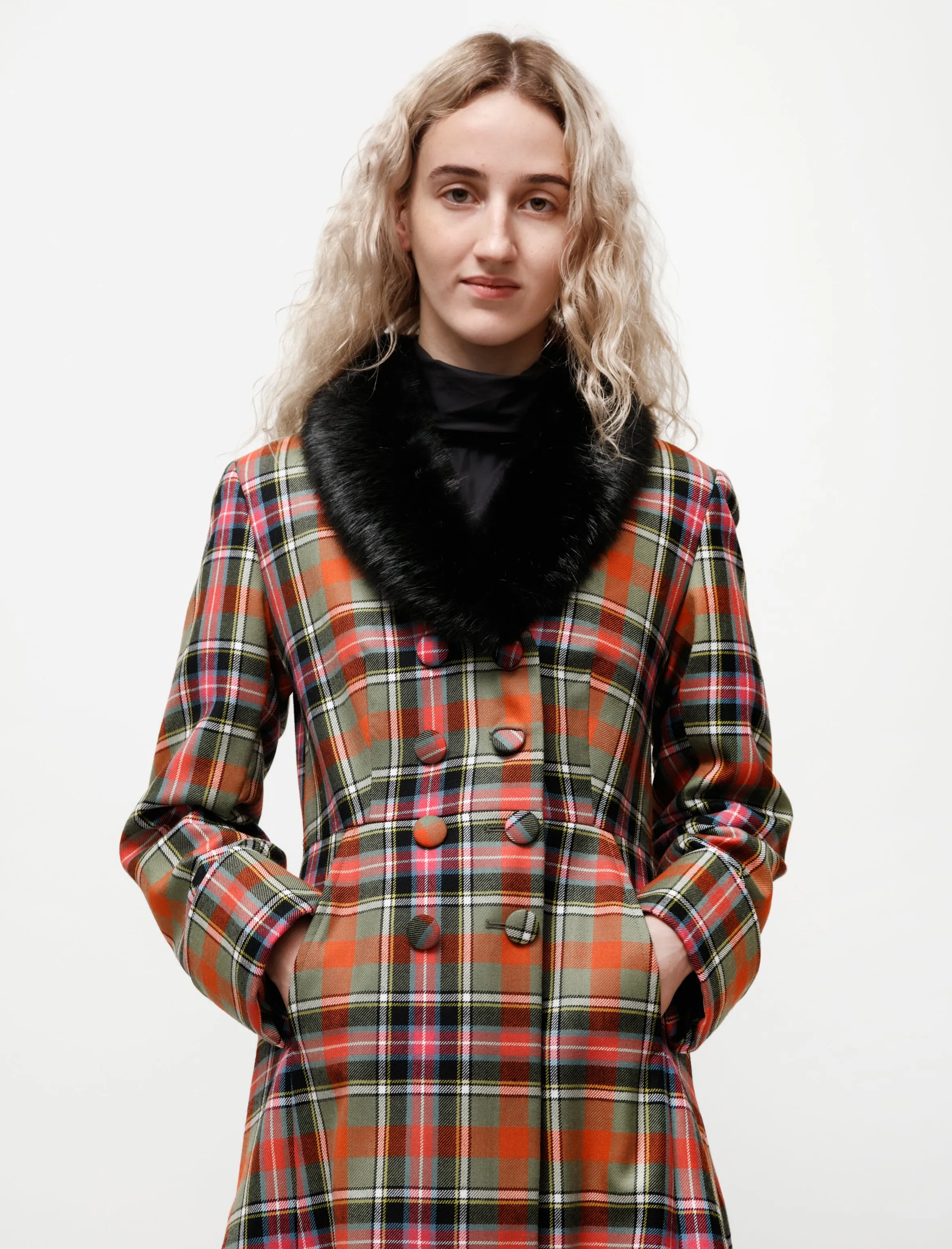 Constantine A-Line Plaid Coat Pink/Multi