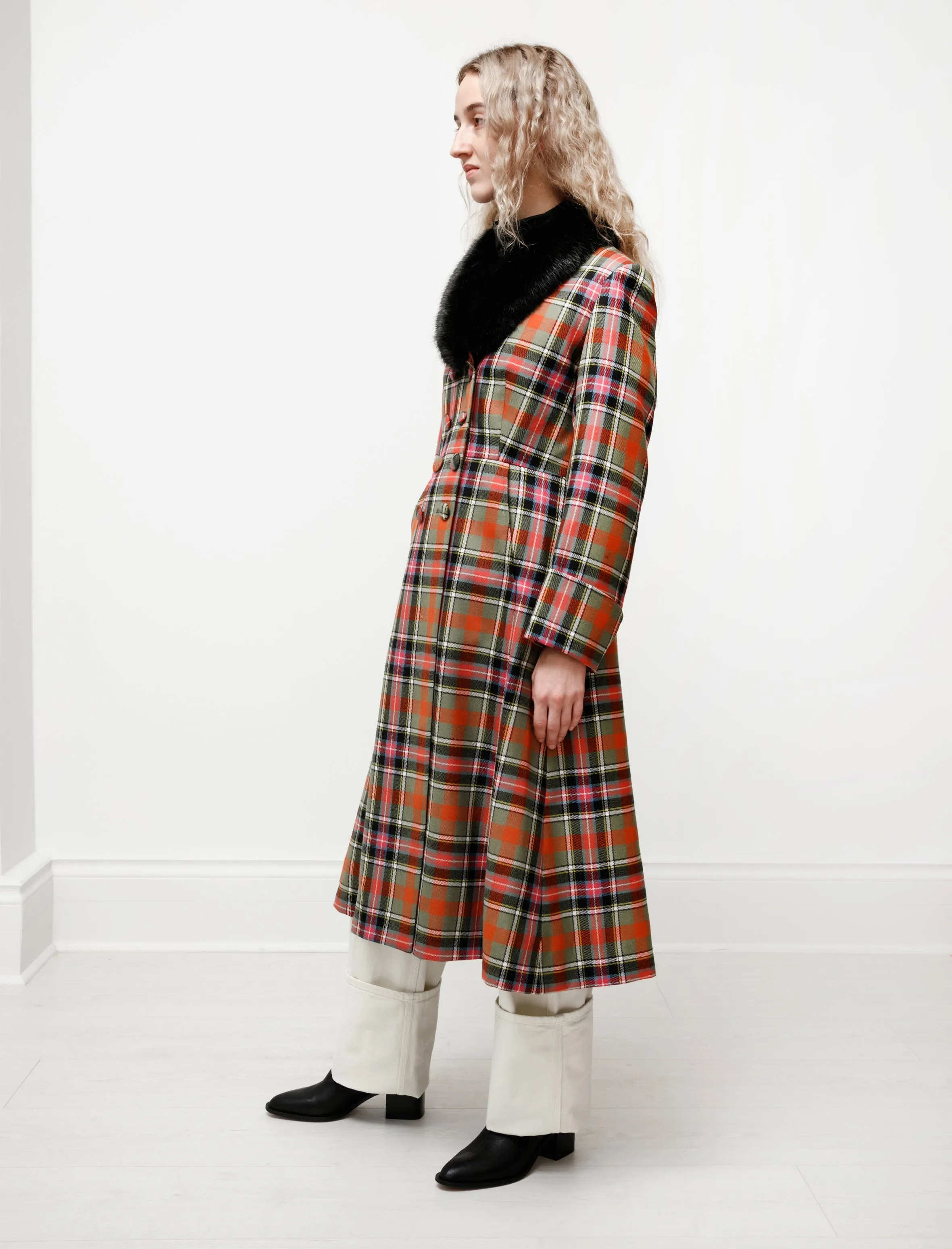 Constantine A-Line Plaid Coat Pink/Multi