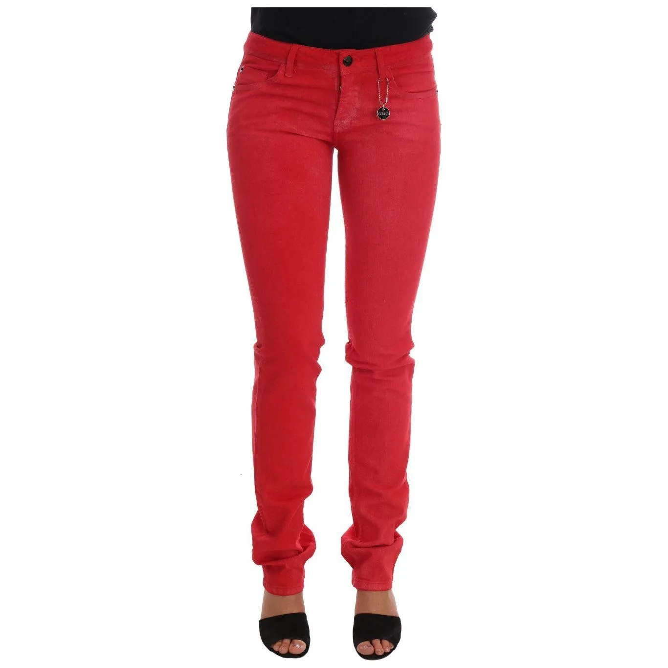 Costume National Radiant Red Super Slim Designer Jeans