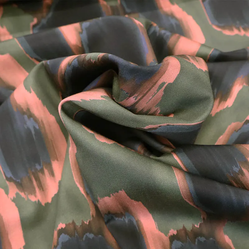 Cotton Sateen - Khaki and Copper - Dripping